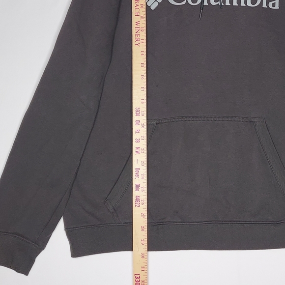 Columbia Fleece Hoodie Sweatshirt Mens XXL Gray Spell-out Logo Drawstring Pocket - Picture 7 of 8